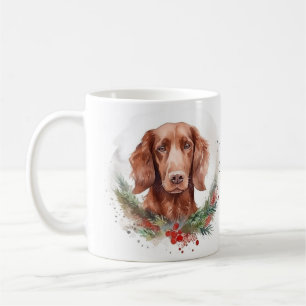Mug Irlandais Red Setter Festive Wreath Pup