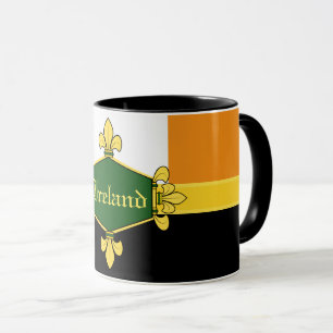 Mug Irlande trèfles verts, ajout monogramme/initiales