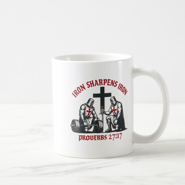 Mug Iron Sharpens Iron Bible Scripture Christian Gym W (Droite)