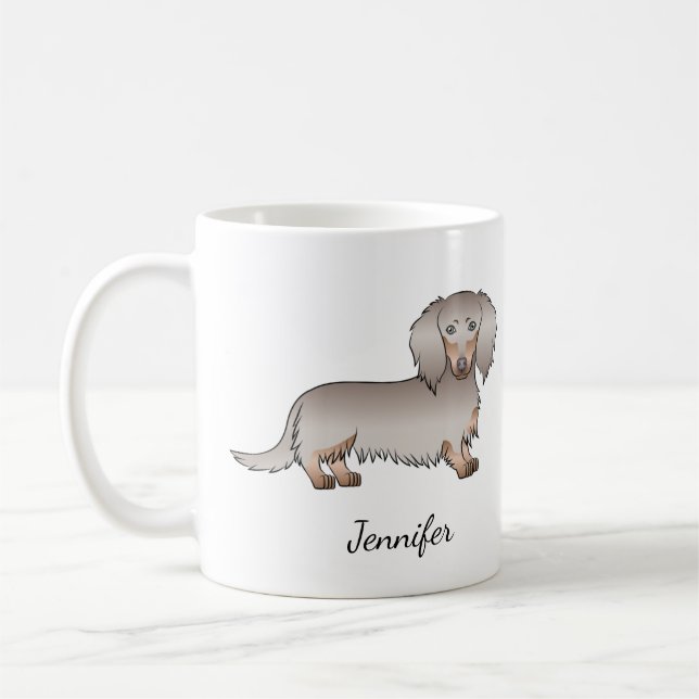 Mug Isabella Et Tan Long Cheveux Dachshund Chien & Nom (Gauche)