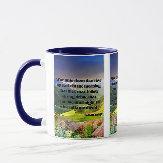 Mug Isaïe 5:11 KJV Bible Écriture Pic Deux Tons (Gauche)
