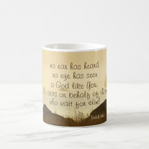 Mug Isaïe 64:4 Verset biblique Beau Océan Rivage