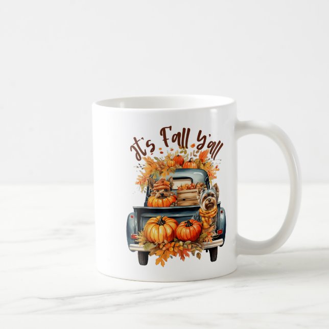 Mug It’s Fall Y’all Yorkie Dogs Pumpkins Truck Autumn  (Droite)