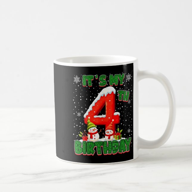 Mug It’s My 4th Birthday Christmas Snowman 4 Year Old  (Droite)
