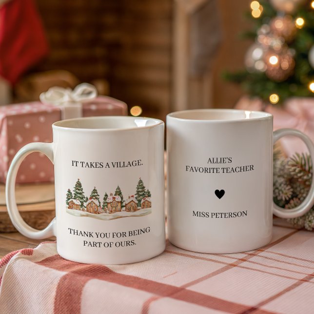 Mug It Takes a Village Teacher Appreciation Christmas (It takes a Village Teacher Christmas Gift)
