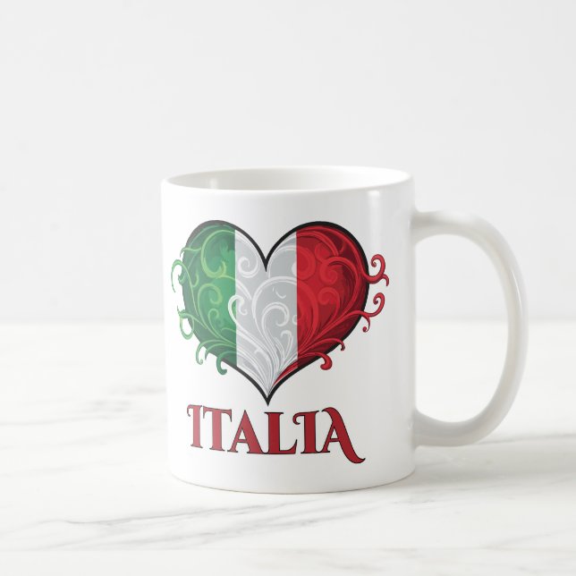Mug Italia Drapeau Italien Coeur Tourbillonnant (Droite)
