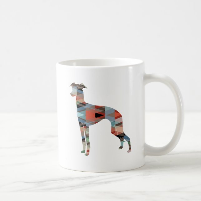 Mug Italian Greyhound Geo Pattern Silhouette - Plaid (Droite)