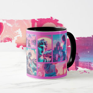 Mug Italie   Vaporwave Retrowave, Collage photo person