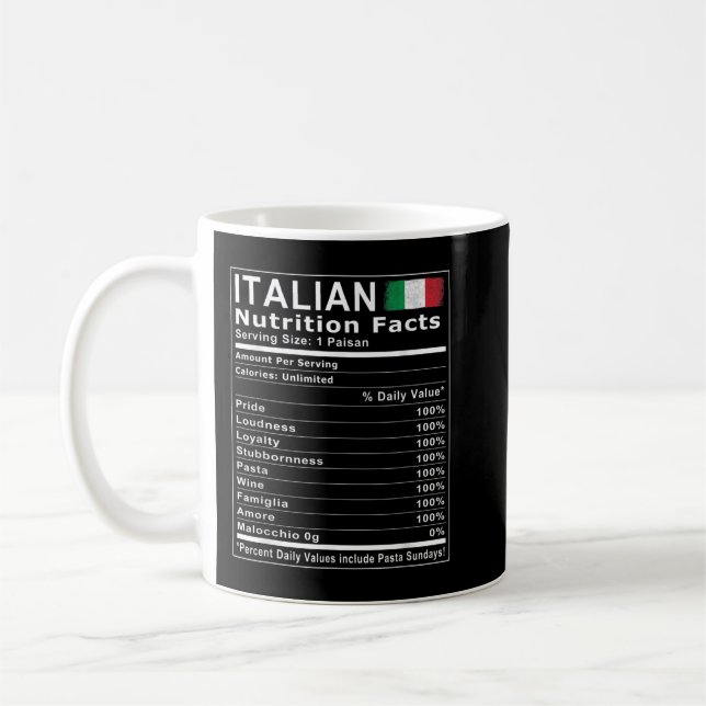 Mug Italien Nutrition Fiches T Chemise (Gauche)