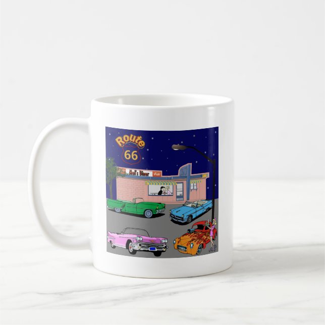Mug itinéraire 66 de wagon-restaurant des années 1950 (Gauche)