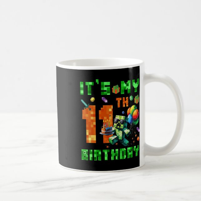 Mug It's My 11th Birthday Pixel Number Video Game Game (Droite)
