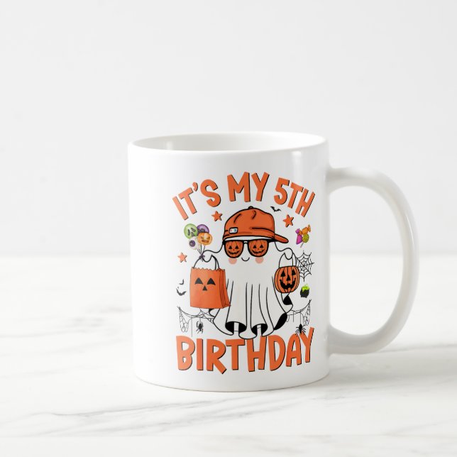 Mug Its My 5th Birthday Funny Halloween Boo Ghost 5th  (Droite)