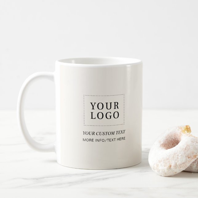 Mug Ivoire | Logo d'entreprise minimal promotionnel (Avec donut)