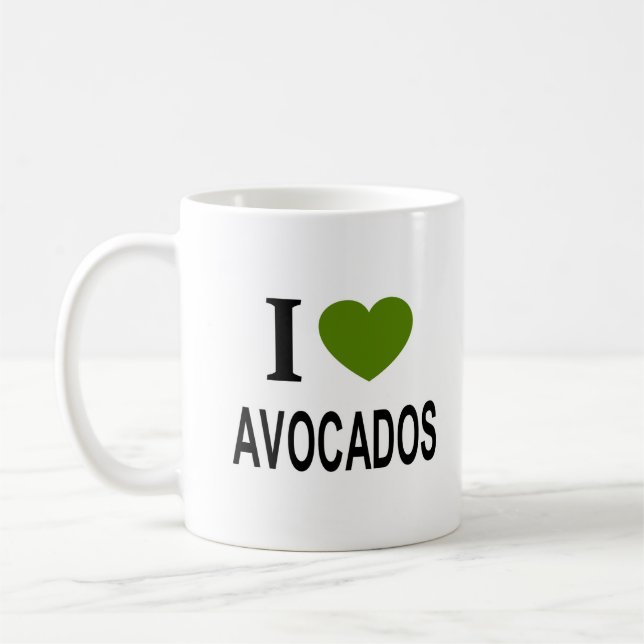Mug J'❤️ AVOCADOS avec coeur vert J'AIME AVOCADOS I H (Gauche)
