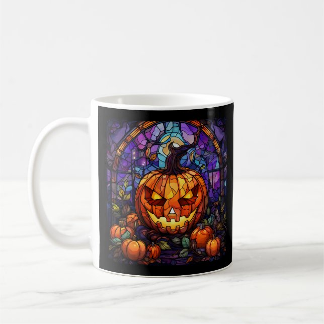 Mug Jack-o'-lanterne en verre tendu : Élégance Éffraya (Gauche)