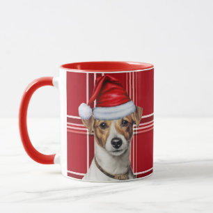 Mug Jack Russell Amoureux des chiens Holiday Plaid Noë