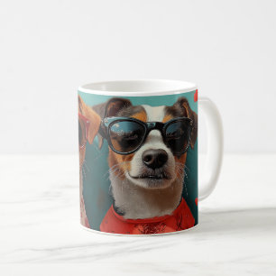 Mug Jack Russell avec coeur Roses Saint-Valentin