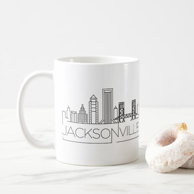 Mug Jacksonville, Floride| Ligne Skyline Stylisée Vill (Avec donut)