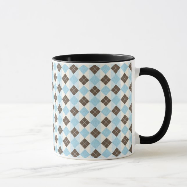 Mug Jacquard classique bleu et Brown Motif (Droite)