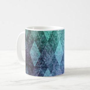 Mug Jacquard classique vintage bleu vert diamant motif