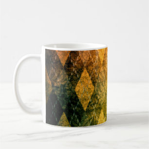 Mug Jacquard classique vintage or vert diamant motif