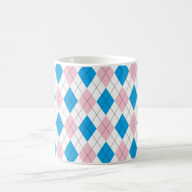 Mug Jacquard élégant personnalisé Motif rose et bleu (Centre)