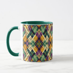 Mug Jacquard Mardi Gras jaune violet vert