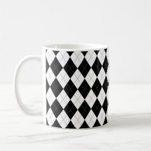 Mug Jacquard noir et blanc Motif préppy géométrique