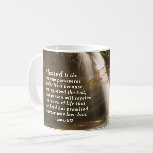 Mug Jacques 1:12 Béni est celui qui persévère dans la  (Devant gauche)