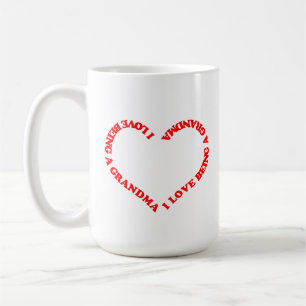 Mug J'adore être une mamie design de cœur rouge pour N