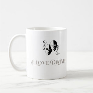 Mug J'adore le drame, les masques de théâtre, les arts
