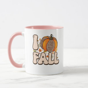 Mug J'adore le motif de citrouille orange d'automne