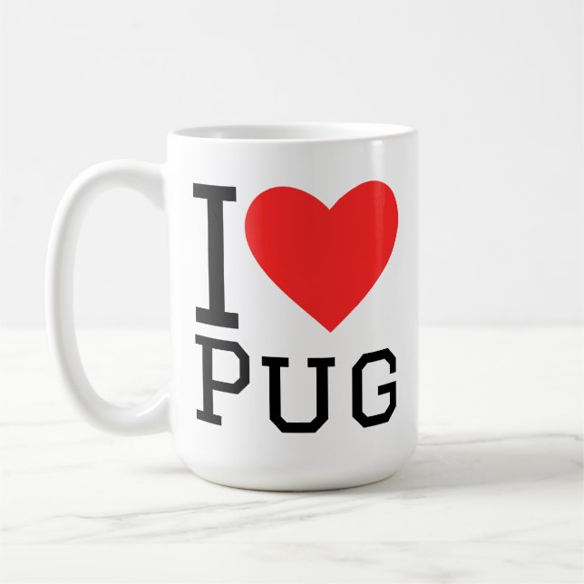 Mug J'adore le pug  (Gauche)