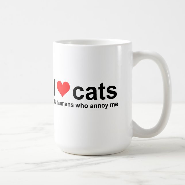 Mug J'adore les chats, ce sont les humains qui m'ennui (Droite)