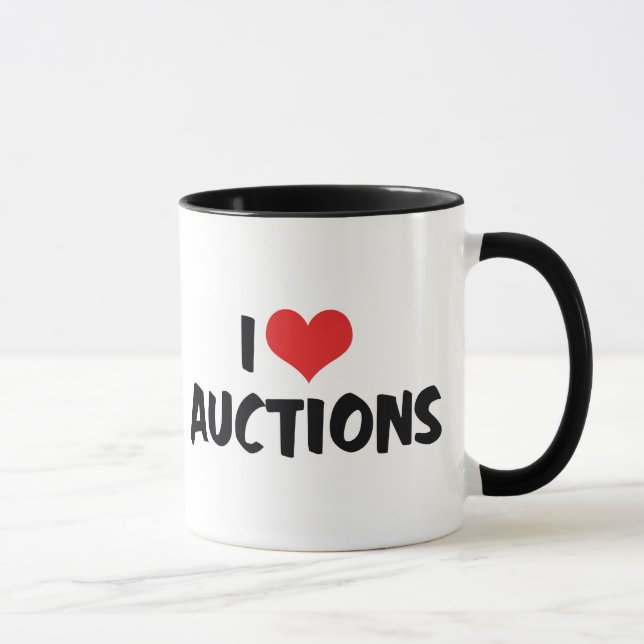 Mug J'adore les ventes aux enchères de coeur (Droite)