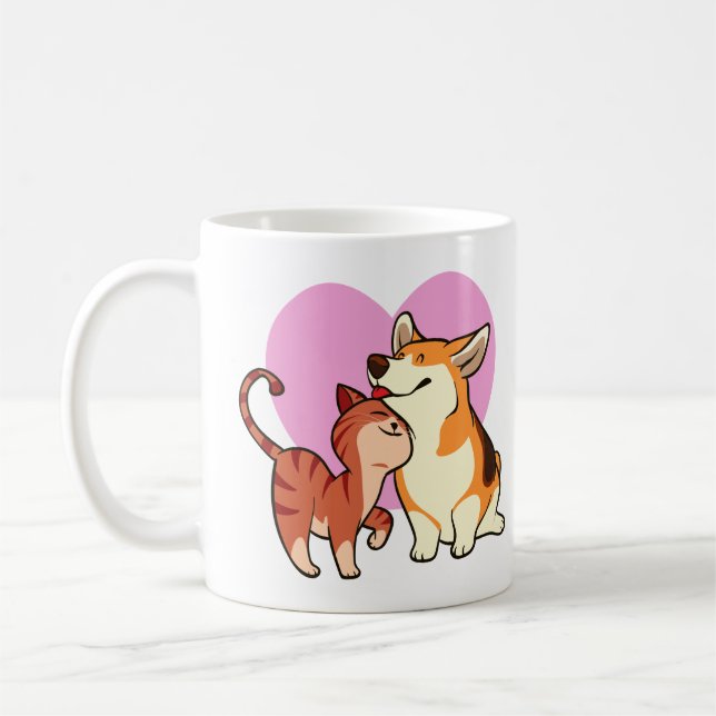 Mug J'adore mon animal de compagnie | Chat et Amoureux (Gauche)