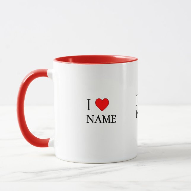 Mug J'adore nom (personnalisable) (Gauche)