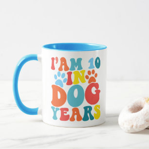 Mug J'ai 10 ans en années de chien 70e anniversaire Am