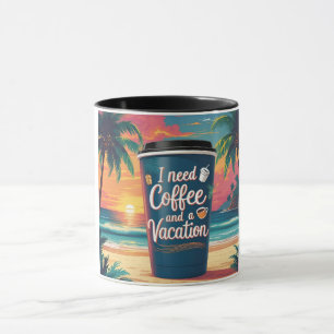 Mug J'ai besoin de café et d'une boîte de voyage tropi