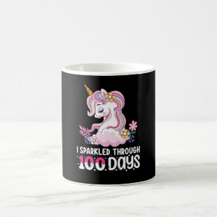 Mug J'ai brillé à travers 100 jours d'école Licorne