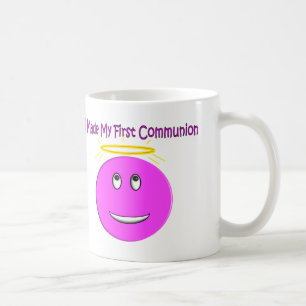 Mug J'ai fait à ma première communion le grand rose