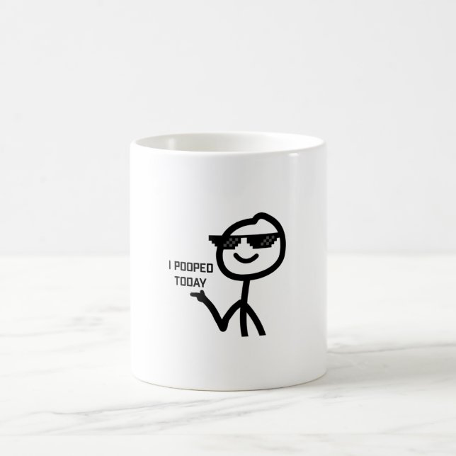 Mug J'Ai Poopé Aujourd'Hui Drôle Stickman Mème (Centre)