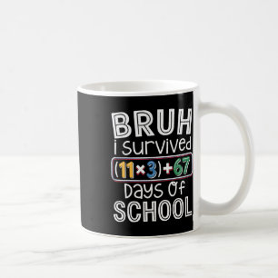 Mug J'ai survécu 100 jours d'école Bruh équation mathé