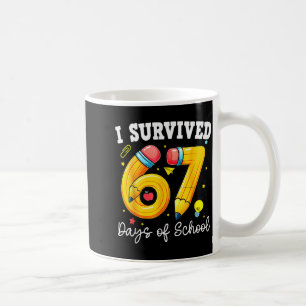 Mug J'ai survécu 67 jours d'école Drôle 67 Mème Enseig