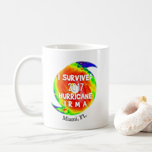 Mug J'AI SURVÉCU À L'HURRICANE IRMA à votre endroit (Avec donut)