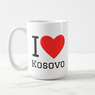 Mug J'aime autocollant carré du Kosovo