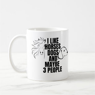 MUG J'AIME CHEVAUX CHIENS ET PEUT-ÊTRE 3 PERSONNES