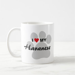 Mug J'aime (coeur) mon Havanese Pawprint