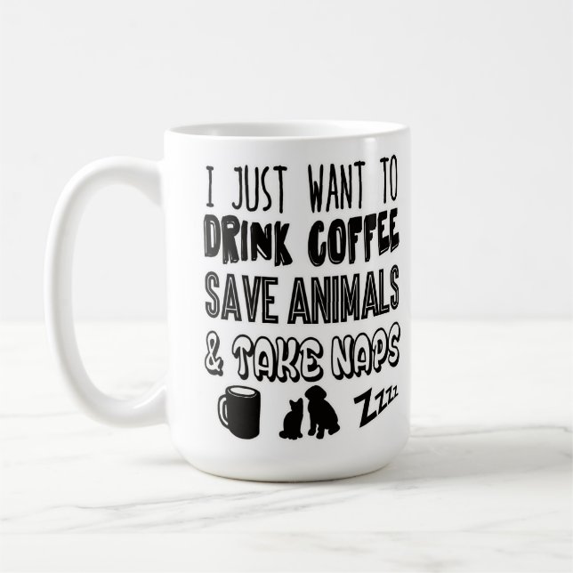 Mug J'aime des animaux de café et fais une sieste (Gauche)