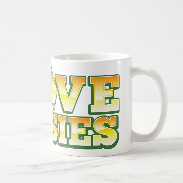 Mug J'aime des Australiens ! Conception d'Australiana (Droite)